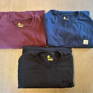 Carhartt Lot 3 Long Sleeve Pocket T-Shirts 2XL Original Fit Workwear